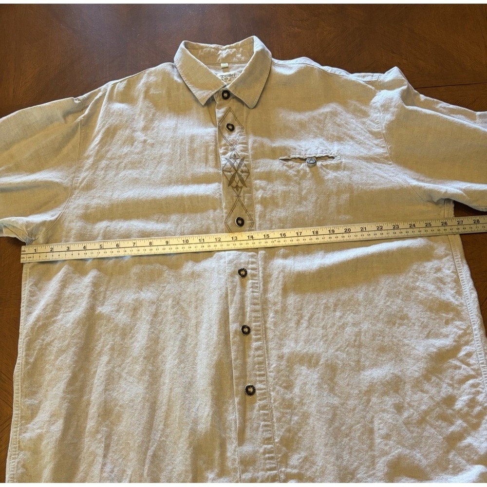 VTG Distler Original Linen Blend Edelweiss Embroidered L/S Shirt Men's 2XL - Picture 10 of 16